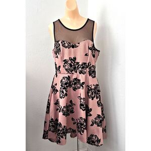 Three Hearts Womens Party Dress Size XL Black Floral High Low Feminine Cottage